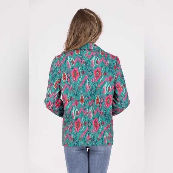 Savanna Jane Kaleidoscope Teal Corduroy Blazer Jacket size 1X - Picture 2 of 8